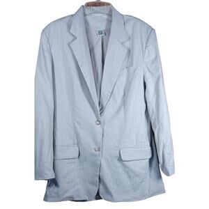 VTG Tan Linen Blend Blazer Women’s Size Medium 2 Button Lined Jacket Vacation